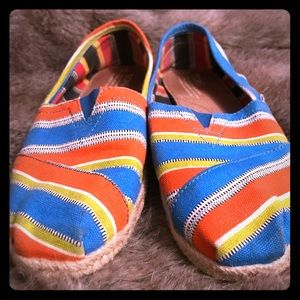 Toms Boho Striped Espadrilles slip on size 7